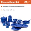 image:imageGSI Outdoors Camp Dinnerware Set I 4Person Set Includes Pioneer Enamel Percolator Frypan Kettle Bowls Plates amp Coffee MugsBlue