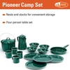 image:imageGSI Outdoors Camp Dinnerware Set I 4Person Set Includes Pioneer Enamel Percolator Frypan Kettle Bowls Plates amp Coffee MugsGreen