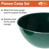 image:imageGSI Outdoors Camp Dinnerware Set I 4Person Set Includes Pioneer Enamel Percolator Frypan Kettle Bowls Plates amp Coffee MugsGreen