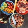 image:imageGSI Outdoors Cascadian Table Set I 6Piece Camping Backpacking Mess Kit Plastic BPA Free Plate Bowl Mug Cup amp Cutlery SetSandstone