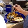 image:imageGSI Outdoors Mesa 2Person Enamelware Dining Set 6Pieces  Shadow with BronzeFinished Stainless Steel Rim Dishwasher SafeLapis