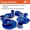 image:imageGSI Outdoors Pioneer Enamel 12 Pieces 4Person Dish Set I Enamelware Dishes Including Plates Bowls and Mugs for Camping Outdoors RV Camp GreenBlue