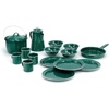 image:imageGSI Outdoors Camp Dinnerware Set I 4Person Set Includes Pioneer Enamel Percolator Frypan Kettle Bowls Plates amp Coffee MugsGreen