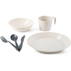 image:imageGSI Outdoors Cascadian Table Set I 6Piece Camping Backpacking Mess Kit Plastic BPA Free Plate Bowl Mug Cup amp Cutlery SetSandstone