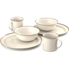 image:imageGSI Outdoors Mesa 2Person Enamelware Dining Set 6Pieces  Shadow with BronzeFinished Stainless Steel Rim Dishwasher SafeCream
