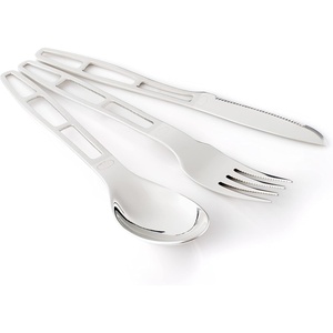 image:imageGSI Outdoors 61004 Glacier Stainless 3Piece Cutlery Set  Lightweight Forged Stainless Steel Camping Utensils for Backpacking Hiking Travel amp Outdoor Dining3 pc Cutlery Set
