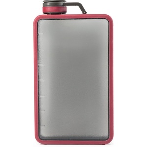 image:imageGSI Outdoors Boulder Flask ShatterResistant Leakproof Hip Flask with Clear Body amp Silicone Grip BPAFree Bottle for Hiking Camping amp TravelHaute Red