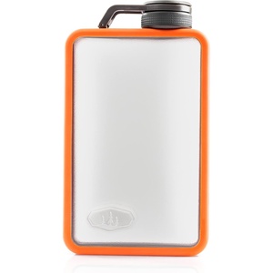 image:imageGSI Outdoors Boulder Flask ShatterResistant Leakproof Hip Flask with Clear Body amp Silicone Grip BPAFree Bottle for Hiking Camping amp TravelOrange
