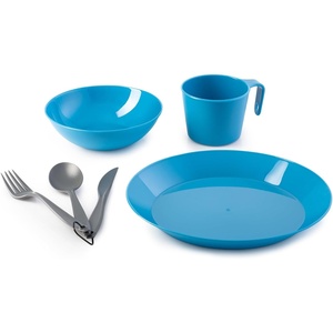 image:imageGSI Outdoors Cascadian Table Set I 6Piece Camping Backpacking Mess Kit Plastic BPA Free Plate Bowl Mug Cup amp Cutlery SetAlpine Lake