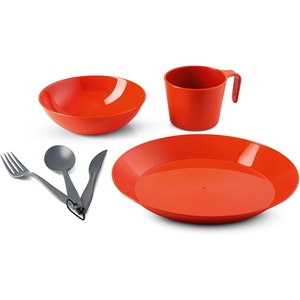 image:imageGSI Outdoors Cascadian Table Set I 6Piece Camping Backpacking Mess Kit Plastic BPA Free Plate Bowl Mug Cup amp Cutlery SetTerracotta