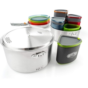 image:imageGSI Outdoors Glacier Stainless Camper 4 Person Packable Cookware amp Dinnerware Set for Camping or BackpackingMulti