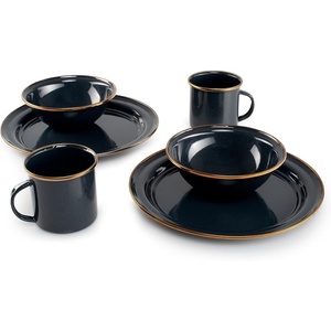 image:imageGSI Outdoors Mesa 2Person Enamelware Dining Set 6Pieces  Shadow with BronzeFinished Stainless Steel Rim Dishwasher SafeBlack