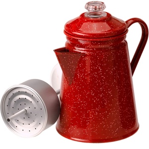 image:imageGSI Outdoors Percolator Coffee Pot  Enamelware Campfire Coffee Boiler Kettle for Outdoor Camping Cookware Cabin RV Kitchen Hunting amp BackpackingRed