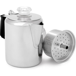 image:imageGSI Outdoors Percolator Coffee Pot I Glacier Stainless Steel with Silicone Handle for Camping Backpacking Travel RV amp Hunting  Stove Safe3 cup