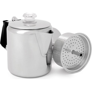 image:imageGSI Outdoors Percolator Coffee Pot I Glacier Stainless Steel with Silicone Handle for Camping Backpacking Travel RV amp Hunting  Stove Safe6 cup
